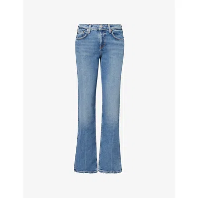 Agolde Womens Kindle (creased Md Ind) Slim-leg Low-rise Denim Jeans