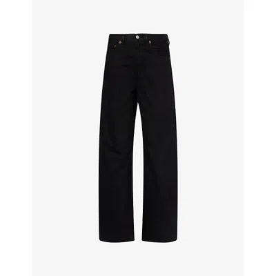 Agolde Womens Low Curve Wide-leg Denim Jeans Proof (dk Saturated Blk)