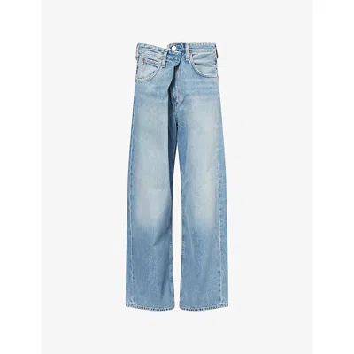 Agolde Womens Vana Wide-leg Denim Jeans Mantra (ind Vint Marble) In Blue