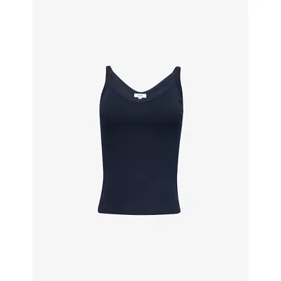 Agolde Womens Mirage (dk Navy) Jordan Scoop-neck Ribbed Woven Tank-top In Blue