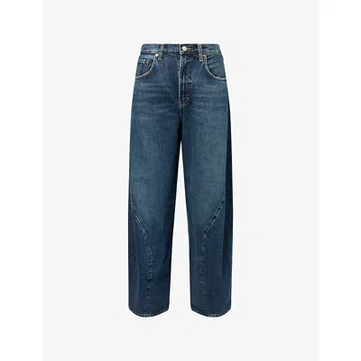 Agolde Panelled Regenerative-cotton Jeans In Blue