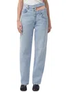 Agolde Womens Organic Cotton High Rise Wide Leg Jeans In Blue