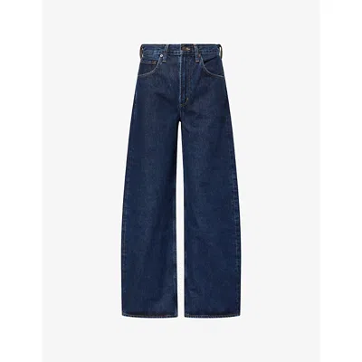 Agolde Blue Arc Jeans With Logo Patch On The Back And Wide Leg In Denim For Women