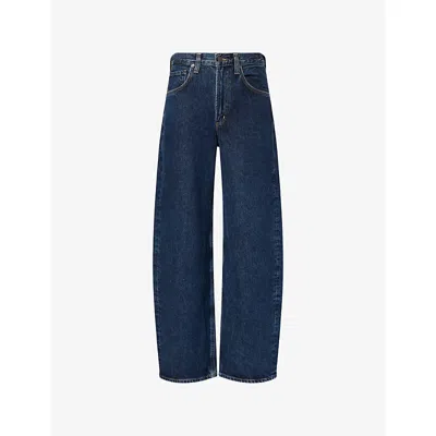 Agolde Womens Pendulum (medium Indigo) Low Curve Wide-leg Denim Jeans