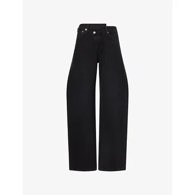 Agolde Womens Phase Arc Criss Cross Wide-leg Denim Jeans In Brown