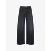 Agolde Womens Recess Low Slung Baggy Wide-leg Denim Jeans In Gray