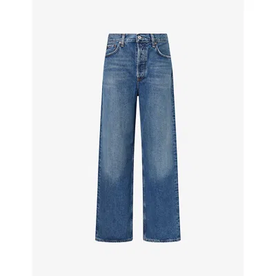 Agolde Womens Selection (dk Vint Ind) Low Slung Baggy Denim Jeans In Blue