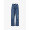 Agolde Womens Solace (dk Ind Vint) 90's Pinch Waist Straight-leg High-rise Stretch-denim Jeans In Solace (dk Ind Vint)