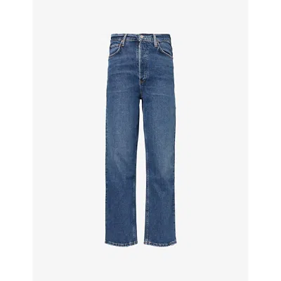 Agolde Womens Solace (dk Ind Vint) 90's Pinch Waist Straight-leg High-rise Stretch-denim Jeans