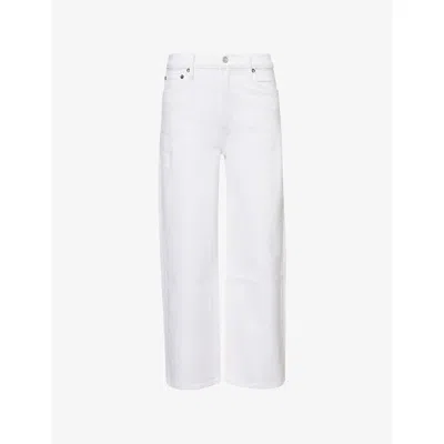 AGOLDE WOMENS SOUR CRM (FLAT WHT) HARPER CROPPED HIGH-RISE STRETCH-DENIM JEANS