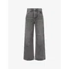 Agolde Grey Jeans With Low Waist And Wide Leg In Gray