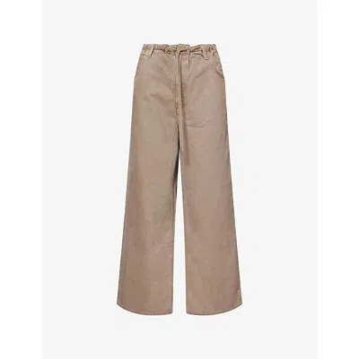 Agolde Womens Trail (md Grey Brown) Flyweight Wide-leg Denim Jeans