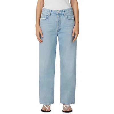 Agolde Crossed Denim Wide Leg Pants In Denim Light Blue