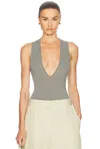 Agolde Sleeveless Bodysuit In Aluminum