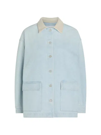 Agolde X Maria Mcmanus Oversized Button-down Cotton Denim Jacket In Animal Print