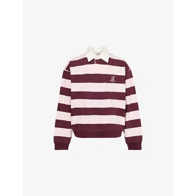 Agolde Mens Pink And Burgundy  X Rsvp Gallery Stripe-print Long-sleeve Cotton Rugby Shirt