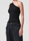 Agolde Yasmin Asymmetric Tank Black In Black