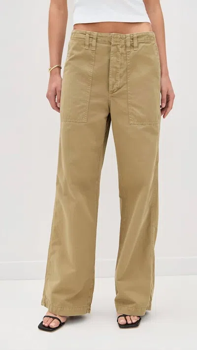 Agolde Yuna Cotton-twill Wide-leg Pants In Brown