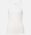 Agolde Poppy Ribbed Stretch Organic Cotton And Tencel-blend Jersey Tank In White