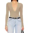 Agolde Zena Ribbed Bodysuit In Trail In Multi
