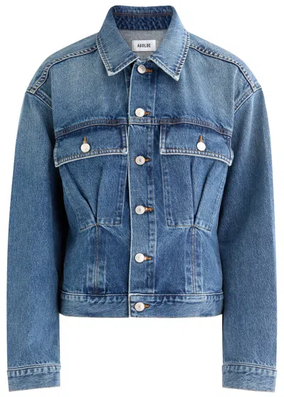 Agolde Zyla Belted Denim Jacket In Blue