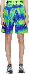 Agr Printed Nylon Swim Shorts In Blue/green