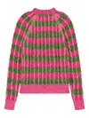 Agr Cable-knit Striped Sweater In Pink