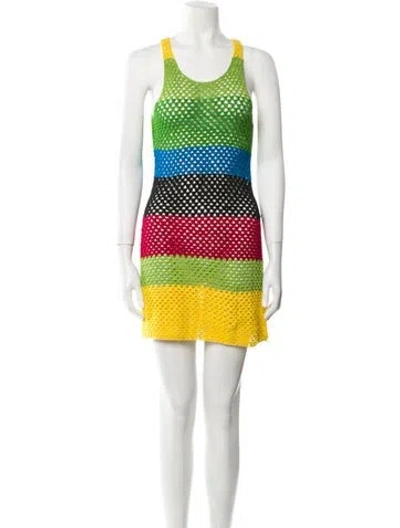 Pre-owned Agr Colorblock Pattern Mini Dress In Yellow