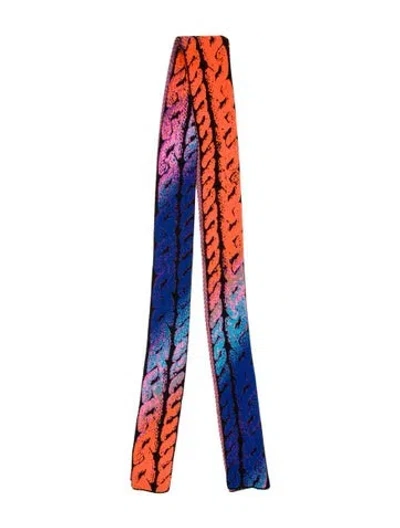 Pre-owned Agr Merino Wool Printed Scarf In Orange