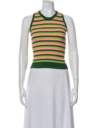 Pre-owned Agr Nylon Striped Top In Green