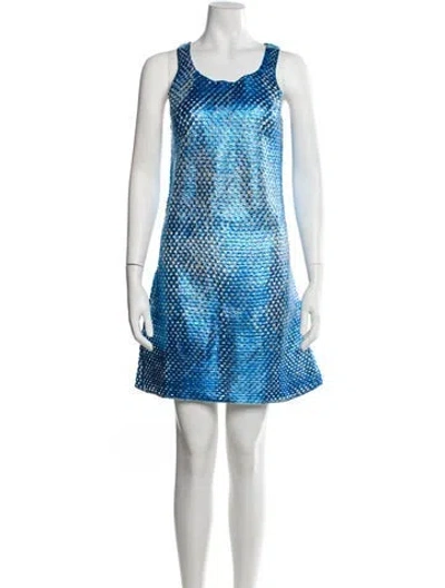 Pre-owned Agr Patterned Mini Dress In Blue