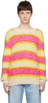 Agr Pink & Yellow Striped Sweater In Pink/yellow
