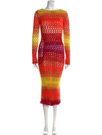 Pre-owned Agr Printed Midi Length Dress In Orange