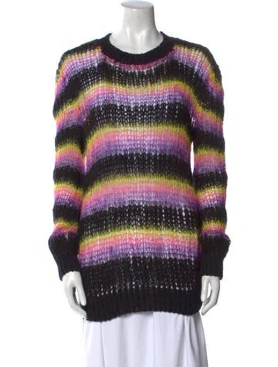 Pre-owned Agr Striped Crew Neck Sweater In Black