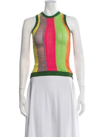 Pre-owned Agr Striped Crew Neck Top In Green