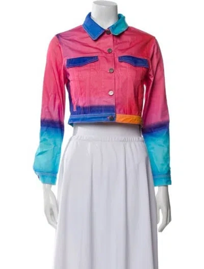 Pre-owned Agr Tie-dye Print Denim Jacket In Pink