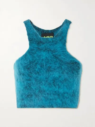Agr Women's Cropped Brushed Stretch-knit Top In Turquoise In Blue