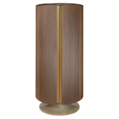 Pre-owned Agresti Curved Armoire In Wavy Matte Canaletto Walnut In Brown