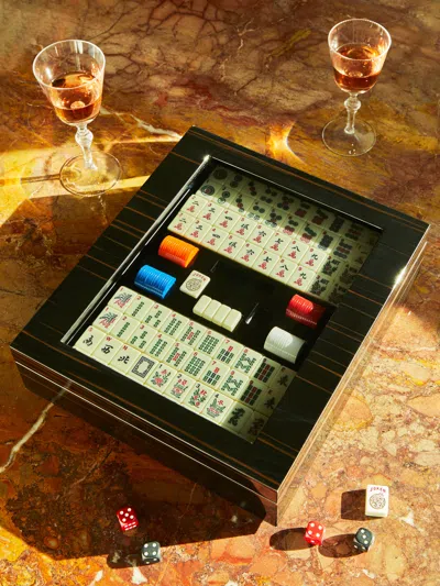 Agresti Ebony Mahjong Set  Abask Gift Set In Black