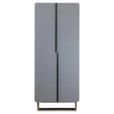 Pre-owned Agresti Grey Oak And Fabric Armoire In Gray
