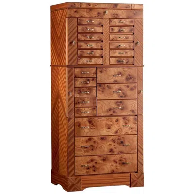 Pre-owned Agresti Il Grande Scrigno Jewelry Armoire In Elm Briar & Mahogany In Brown