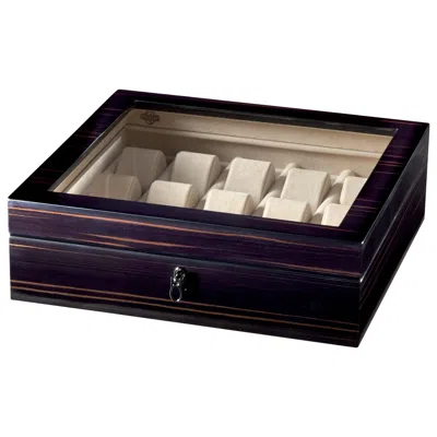 Pre-owned Agresti La Teca Del Tempo Black Watch Box In Polished Ebony