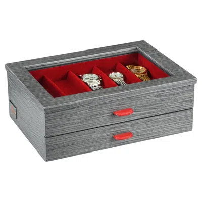 Pre-owned Agresti Tempo Di Rovere Watch Box For Nine Watches In Oak Smoke Grey In Gray