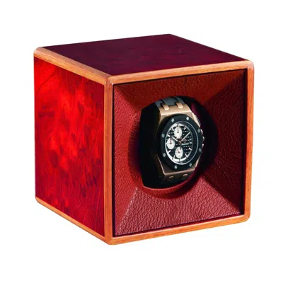 Pre-owned Agresti Tempo Unico Rosso Red Watch Winder Lined In Leather