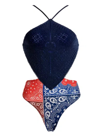 Agua Bendita Adara Crochet-lace Paisley Swimsuit In Multi