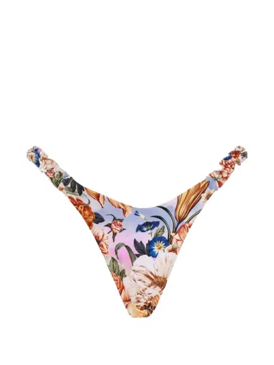 AGUA BENDITA ADELE RUFFLED FLORAL-PRINT BIKINI BOTTOM