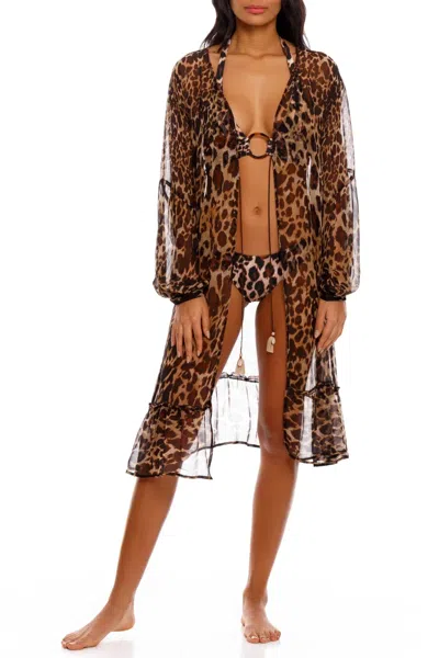 Agua Bendita Aldora Balam Kimono In Animal Print