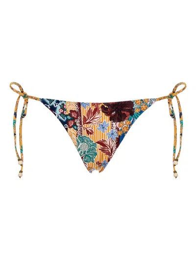 Agua Bendita Alegria Patchwork-print Bikini Bottoms In Multi