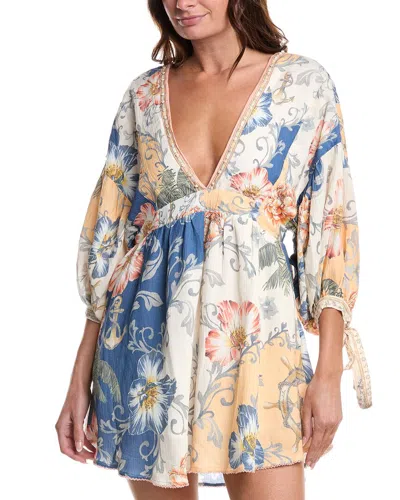 Agua Bendita Alex Kai Linen-blend Mini Dress In Beige
