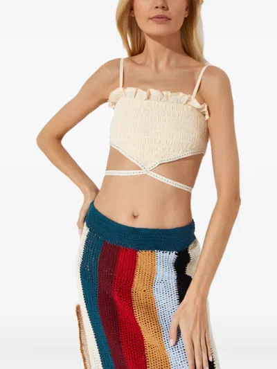 Agua Bendita Amari Ruffled Tie Top In White